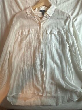 GAP sheer White Boyfriend Fit Button-Up Shirt